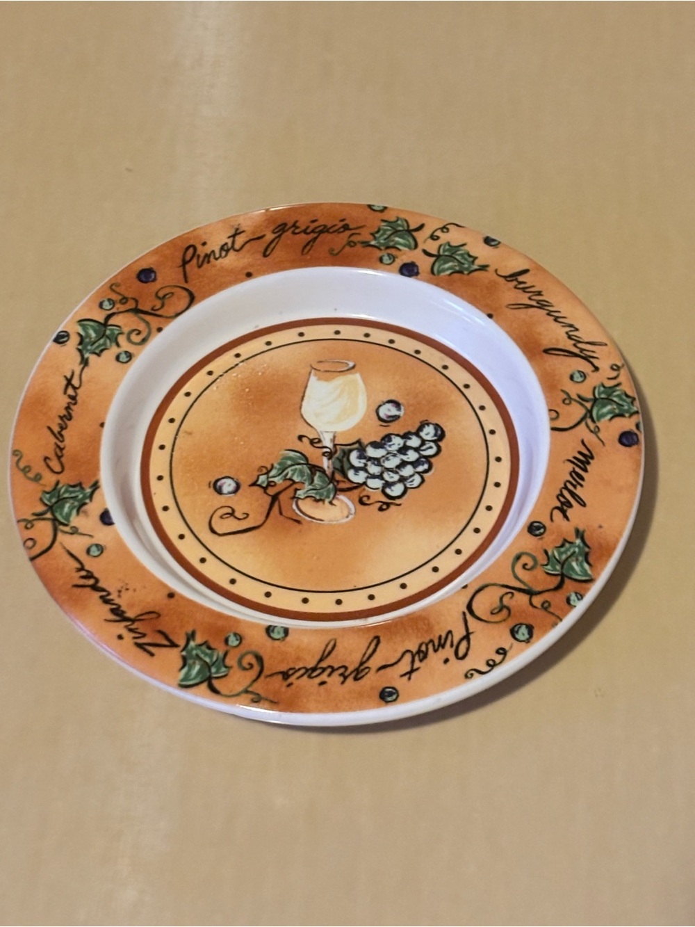 Decorative Wine Themed Footed Ceramic Trinket Dish